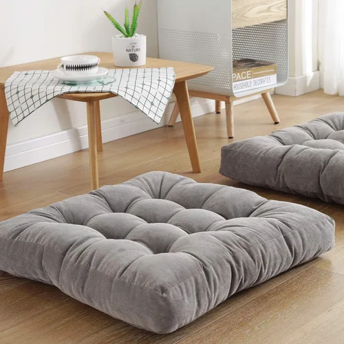 Sexysamba Cojines cuadrados de asiento de suelo de 22" x 22", cojín de yoga suave y grueso, para meditación, puf de pana copetuda, tatami, cojín de