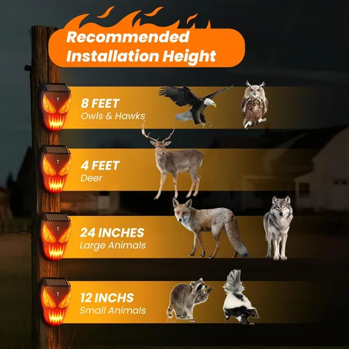 Miniatura 6 de Repelente solar nocturno de animales al aire libre, dispositivos disuasorios de coyote impermeables con luces depredadoras, dispositivos repelentes