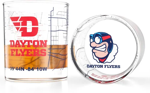 Greenline Goods Vasos de whisky University of Dayton Flyers College (juego de 2), 10 onzas - Logotipo a todo color + mapa del campus