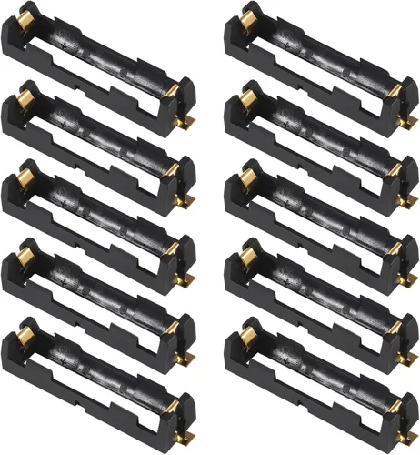 Miniatura 6 de ACEIRMC 10 unids 18650 clip de batería 1 ranuras 3.7 V plástico 18650 caja de almacenamiento de batería con cables de cable negro y rojo