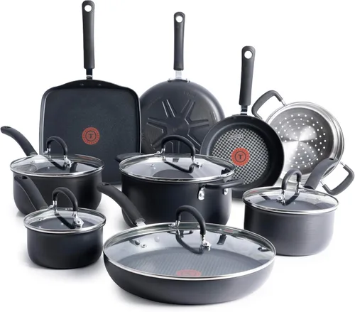 Miniatura 9 de T-Fal Ultimate - Juego de utensilios de cocina anodizados y antiadherentes de 17 piezas, juego de ollas y sartenes antiadherentes con sartén, Ónice