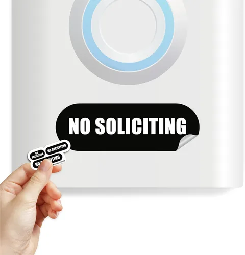 Miniatura 5 de Letrero pequeño de No Soliciting para casa, 9 tamaños pequeños compatibles con la mayoría de timbres de video, calcomanías mate resistentes a
