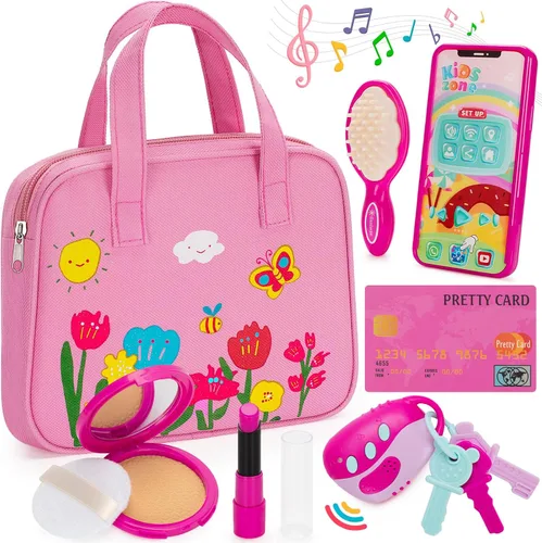 Officygnet Bolso de Juguete para Niñas, 1, 2, 3 Años de Edad, Bolso de Niña Pequeña Juguetes con Kit de Maquillaje de Fantasía, Juguete de Juego de