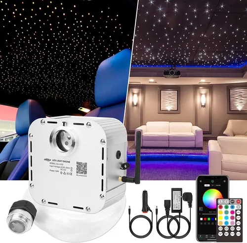 Miniatura 13 de CHINLY Kit de luces de fibra óptica centelleantes de 32W, 1000 piezas de 13.1 pies, 0.03 pulgadas, kit de luces Starlight Headliner, modo música
