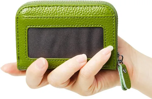 Miniatura 5 de RFID bloqueo 12 ranuras tarjeta de crédito titular cuero acordeón cartera
