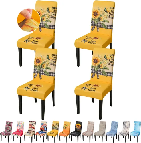 Miniatura 55 de JQinHome Juego de 8 fundas para sillas de comedor, fundas de alta elasticidad extraíbles y lavables, fundas protectoras de asiento para silla