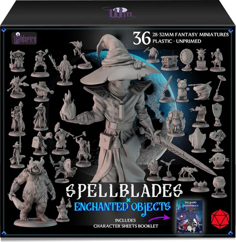 Wildspire Spellblades y Objetos Encantados para Miniaturas DND 28mm-32mm - Personajes Jugador-Personajes, NPC a Granel - Minis D&D Sin Pintar -
