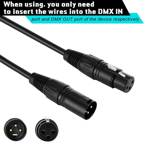 Miniatura 5 de Xuhal 10 cables de señal DMX flexibles de 3.2 pies de 3 pines, cables de señal DMX de 3.3 ft con conectores de metal, conexión XLR macho a hembra