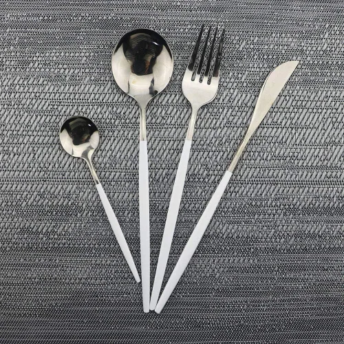Miniatura 2 de JASHII Juego de cubiertos de 4 piezas de acero inoxidable 304 para el hogar, juego de cubiertos de cocina con espejo, cuchillo pulido, tenedor