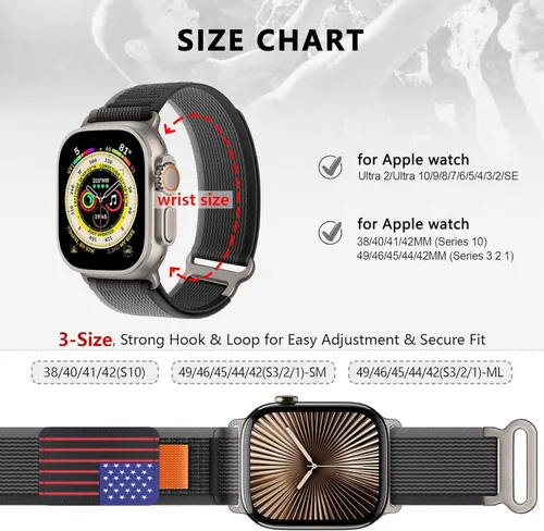 Miniatura 7 de ALMNVO - Correa unisex Trail Loop de nailon resistente para Apple Watch Ultra/2 de 1.92, 1.77, 1.73, 1.65, 1.61, 1.57, 1.49 pulgadas, para Apple
