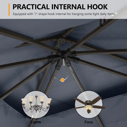 Miniatura 7 de ABCCANOPY Gazebo para patio al aire libre, 11 x 11 pies, toldo de doble techo con mosquitera para patio trasero, terraza, jardín, césped, gris oscuro