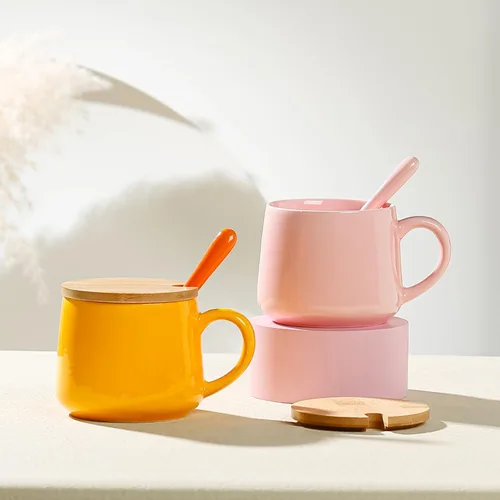 Miniatura 9 de BigNoseDeer Taza de café de cerámica Kawaii Fox con diseño de zorro 3D en el interior, con tapa y cuchara, regalos de cumpleaños, regalos lindos
