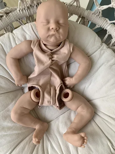 Angelbaby Kits de muñecas Reborn sin pintar con cuerpo de tela de 17 pulgadas, juegos de moldes de silicona suave en blanco para hacer piezas de Lay
