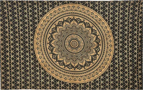 Miniatura 9 de ANJANIYA - Tapiz para colgar en la pared, diseño de mandala, nuevo sombreado dorado, decoración de dormitorio, metálico, hippy, arte de muro
