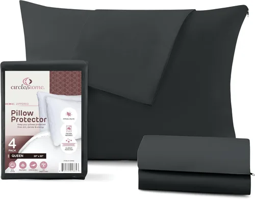 Miniatura 56 de CirclesHome Juego de 12 protectores de almohada estándar con cremallera, 100% algodón, transpirables, protegen las almohadas de la suciedad, el 1