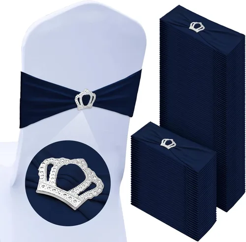 Miniatura 17 de VitalCozy 100 piezas de cintas elásticas de elastano para sillas con hebilla deslizante en forma de corona, bandas elásticas para sillas, lazos