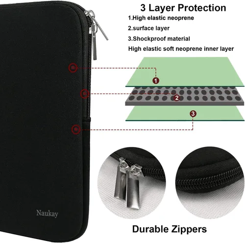 Miniatura 3 de Naukay Funda para Laptop, Funda de Neopreno Resistente de 13-13.3 Pulgadas para Laptop/Computadora Portátil/Funda de Bolsillo para Computadora