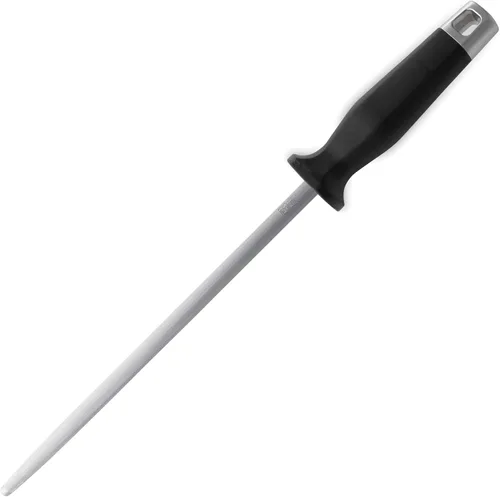 Viking Afilador de cuchillos de cocina, cuchillos de 10 pulgadas y varilla de afilar cubiertos, acero alemán, color negro