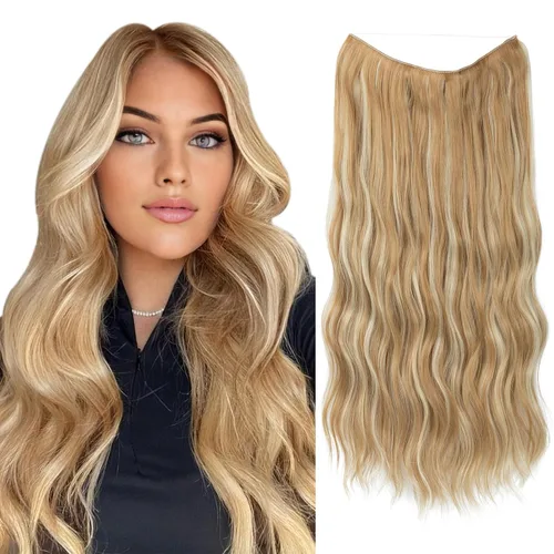 Miniatura 20 de SARLA Extensión de Cabello con Alambre Invisible con 3 Clips Pieza de Cabello Sintética Corta de Ondas de Playa Diadema Transparente Ajustable