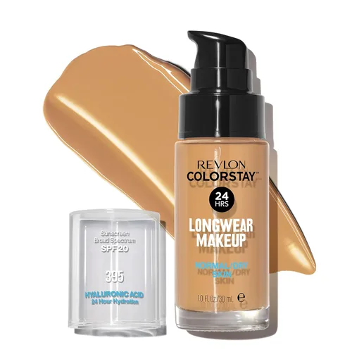 Miniatura 13 de Base líquida Revlon, maquillaje facial ColorStay para piel normal y seca, SPF 20, cobertura media-completa de larga duración con acabado natural