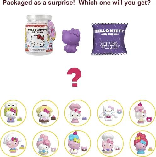 Miniatura 7 de Mattel Sanrio - Figuras coleccionables de Hello Kitty (2 pulgadas) con sombrero y accesorios de postre, paquete sorpresa para ciegas, inmersión