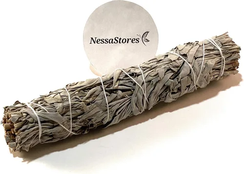 Miniatura 2 de NessaStores 1 barra de manchas de salvia blanca California, 9 pulgadas atada a mano, totalmente natural, de origen ético para limpieza del hogar