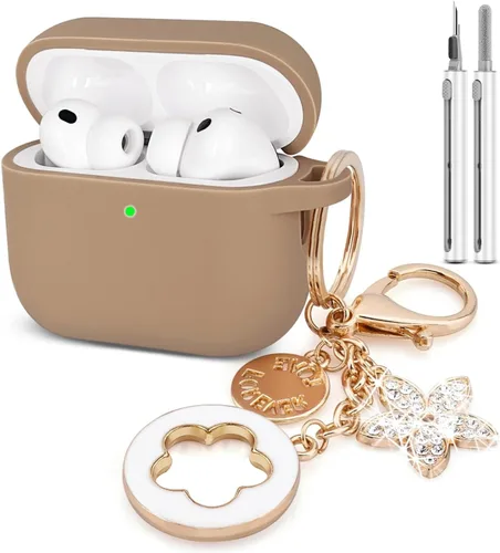Miniatura 8 de KOUJAON Funda compatible con AirPods Pro 3 2025 con kit limpiador de llavero brillante, funda de silicona para auriculares inalámbricos AirPods Pro