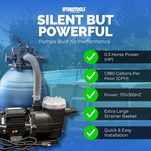 Miniatura 4 de Swimline Hydrotools Bomba de filtro de arena para piscina de 12 pulgadas para piscinas elevadas y enterradas Intex Bestway Sistema completo de 1/3