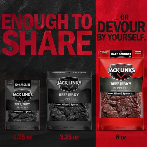 Miniatura 8 de Jack Link's Carne Crujiente de Res, con Pimienta, Bolsa Grande de Media Libra - Bocadillo de Carne Sabroso, Snacks de Proteína Listos para Comer