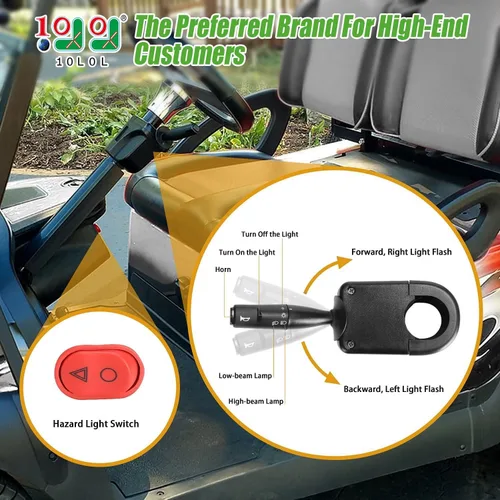 Miniatura 2 de 10L0L Kit de luz para carrito de golf mejorado para EZGO TXT, kit de luz trasera para faros delanteros con luz baja/alta, interruptor de señal