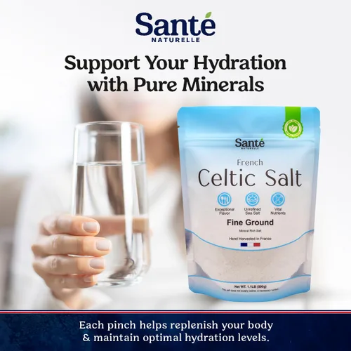 Miniatura 7 de Sante Naturelle Celtic Salt - Sal marina molida fina – 1.1lb (18oz) Paquete de 3, sal marina francesa orgánica sin refinar, rica en más de 82