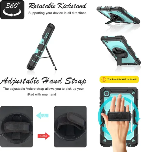 Miniatura 3 de Funda protectora para Samsung Galaxy Tab A7 Lite de 8.7 pulgadas 2021 (SM-T220/T225), con protector de pantalla, correa de mano, soporte para Negro