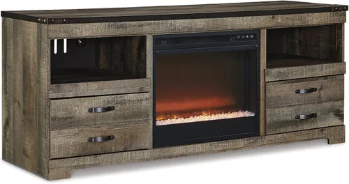 Miniatura 24 de Signature Design by Ashley Foyland - Soporte de TV de 83 pulgadas con chimenea eléctrica, altavoces inalámbricos integrados, madera, chapa de roble