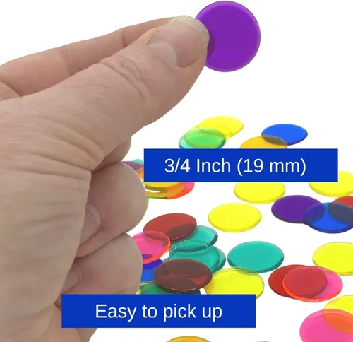 Miniatura 2 de MR CHIPS Chips de bingo de plástico para juegos 1000 unidades - Mezcla transparente de 7 colores que cuenta 3/4 pulgadas