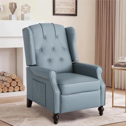 Miniatura 13 de Silla reclinable PALLOME con respaldo alto, asiento con masaje y calor, tapizado de tela, con respaldo acolchado, silla reclinable para sala de Beige