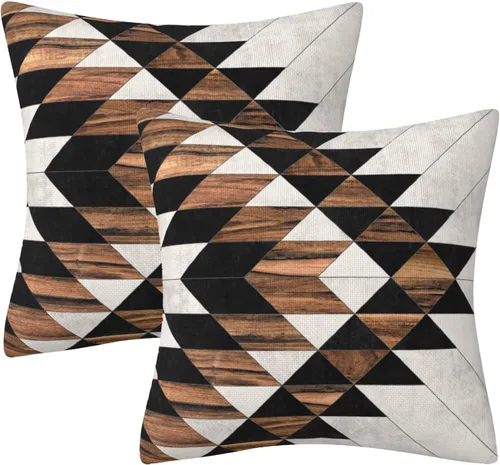 Miniatura 20 de Fundas de almohada decorativas rústicas de Aqua y blanco a cuadros estilo búfalo para sofá, funda de almohada para granja, decoración