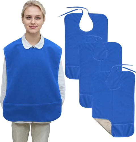 Miniatura 10 de Babero antideslizante para adultos para comer, baberos grandes impermeables para adultos, para mujeres mayores, hombres, lavables