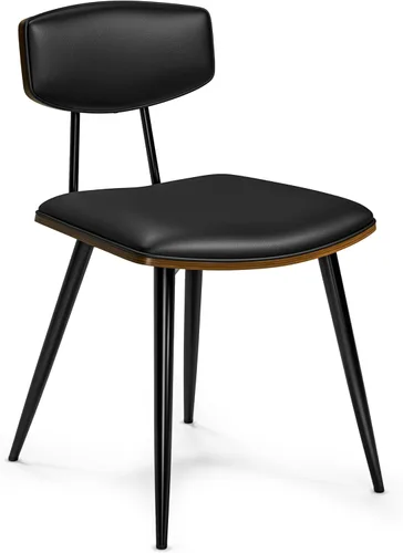 Miniatura 6 de SIMPLIHOME Mavis - Juego de 2 sillas de comedor con marco de hierro moderno de mediados de siglo y sillas de cocina de piel sintética vegana en Negro
