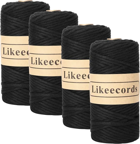 Miniatura 8 de Likeecords - Cuerda de macramé de 4 mm de un solo hilo, 80 m de cuerda de macramé colorida, cuerda de algodón para macramé, cuerda de algodón