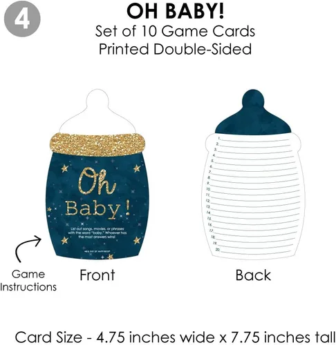 Miniatura 8 de Big Dot of Happiness Baby Boy - 4 juegos azules para baby shower - 10 cartas cada uno - Quién sabe mejor a mami, cuestionario de mamá o papá, qué