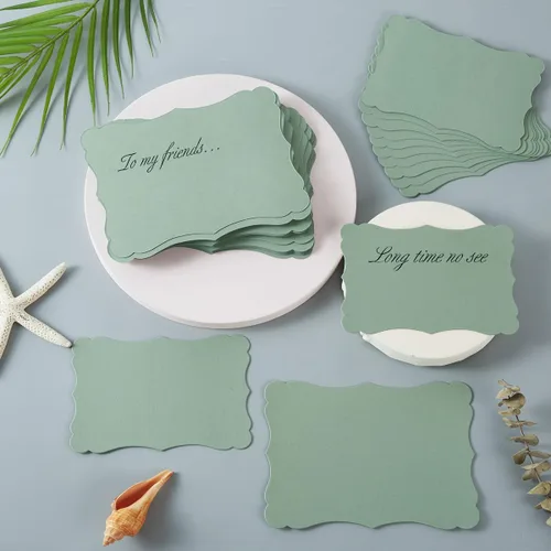 Miniatura 3 de Paquete de 50 Tarjetas en Blanco Verde Salvia, Cartulina de Papel Kraft Grueso Marrón, Tarjetas de Felicitación para DIY, Tarjetas de Regalo, Menús