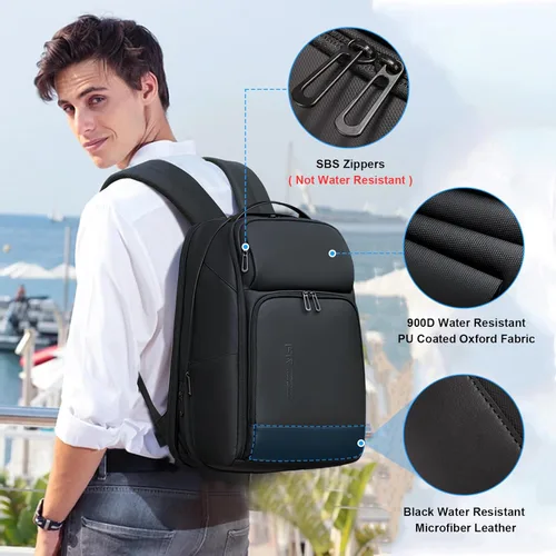 Miniatura 4 de Mochila para portátil de 17 pulgadas para hombre de FENRUIEN, Negro, 17 pulg.