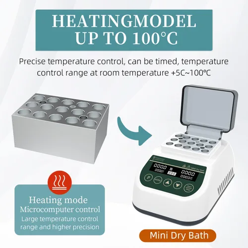 Miniatura 3 de Mini calentador de baño seco digital incubadora termostática calefacción temporizador programable con 0.1 fl oz* 15 tubos de centrífuga bloque