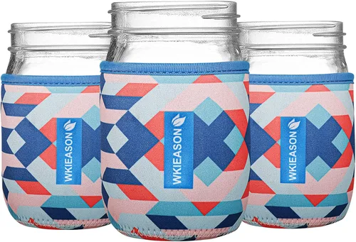 Miniatura 8 de WKieason - Funda de neopreno para tarro de masón de boca regular de 16 onzas, fundas para tarros de 16 onzas, funda para boca regular