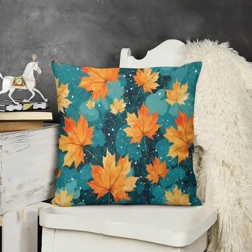 Miniatura 10 de Fundas de almohada de hojas de arce punteadas naranjas y amarillas, fundas de almohada de cosecha de temporada naranja cuadrado para sofá, sala