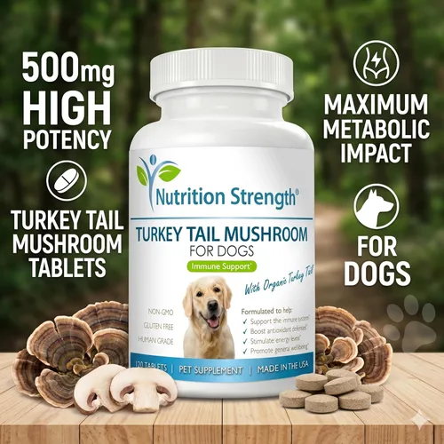 Miniatura 2 de Hongo orgánico de cola de pavo para perros, 500 mg de apoyo inmunológico de alta potencia, promueve la salud celular, la actividad antioxidante