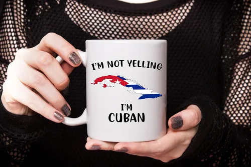 Miniatura 3 de Divertidas tazas de café del orgullo cubano, con texto en inglés "I Not Yelling I'm Cuban", idea de regalo para hombres y mujeres cubanos