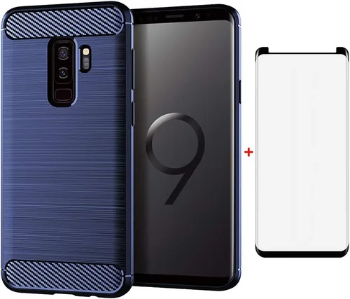 Asuwish Funda de teléfono para Samsung Galaxy S9 Plus con protector de pantalla de vidrio templado y accesorios para celda, goma de silicona suave y