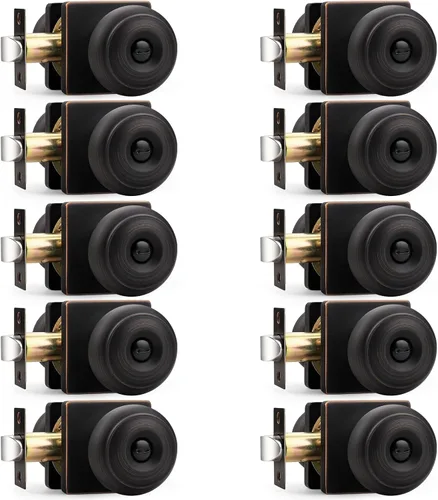Miniatura 16 de Probrico Perillas de puerta negras con roseta cuadrada, manijas de puerta de privacidad para dormitorio, perillas de puerta negras cerraduras