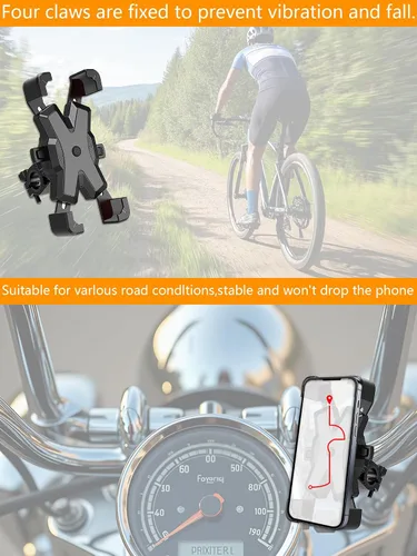 Miniatura 4 de Soporte para teléfono de bicicleta mejorado 2025, bloqueo y desbloqueo rápido con una sola mano para soporte de teléfono de motocicleta, soporte